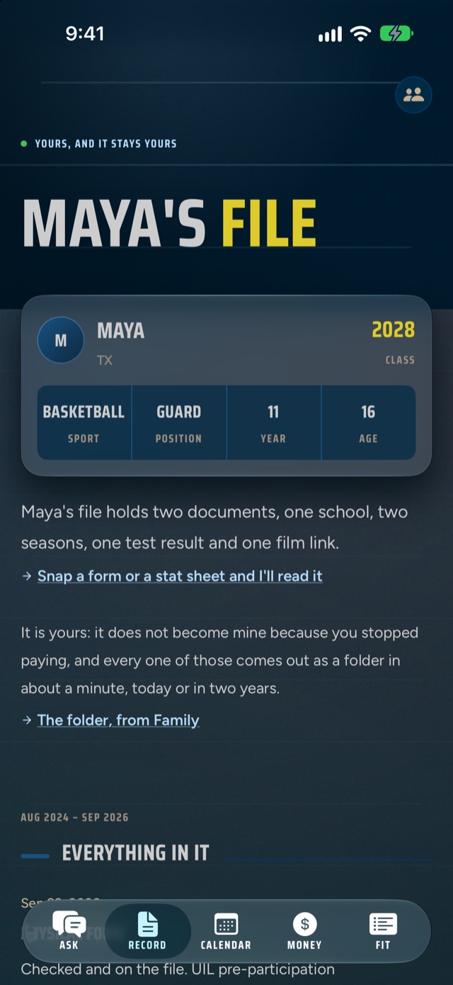 An athlete's record in OT Elevate